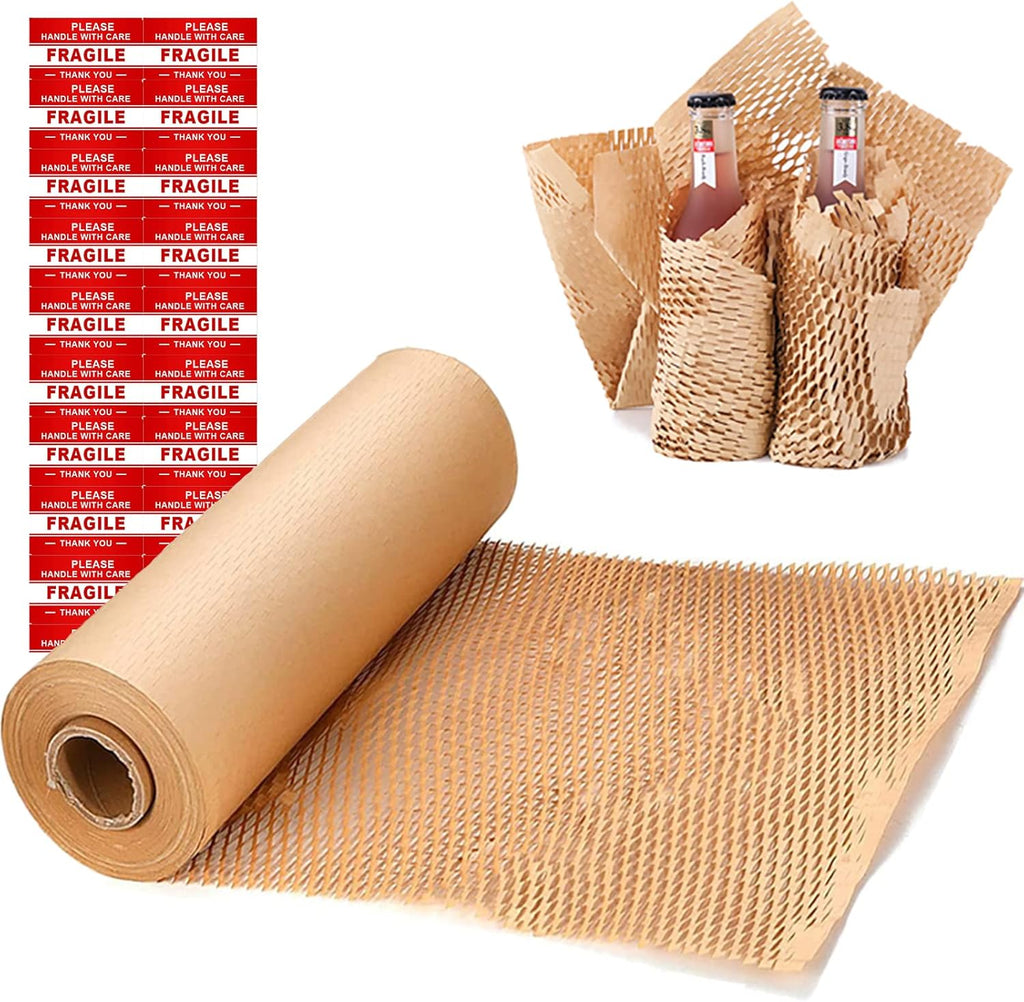 Honeycomb Packing Paper Wrap 15"x131' Sustainable Alternative to Bubble Wrap for Moving/shipping/packing Roll with 20