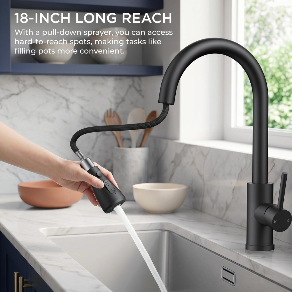 Black Touch Kitchen Faucet with Pull Down Sprayer, Touch Activated