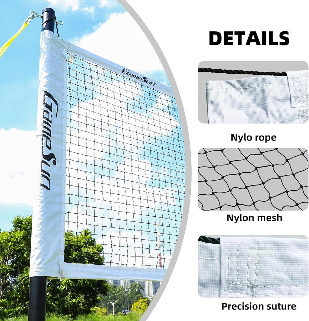 Professional Outdoor Volleyball & Badminton Combo Net - 32'x3' Heavy-Duty 21-Ply Polyester with Tarpaulin Tape & Top