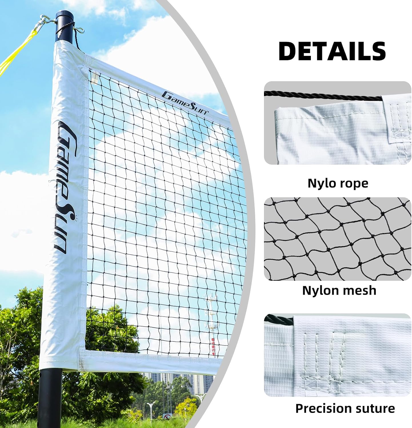 Professional Outdoor Volleyball & Badminton Combo Net - 32'x3' Heavy-Duty 21-Ply Polyester with Tarpaulin Tape & Top