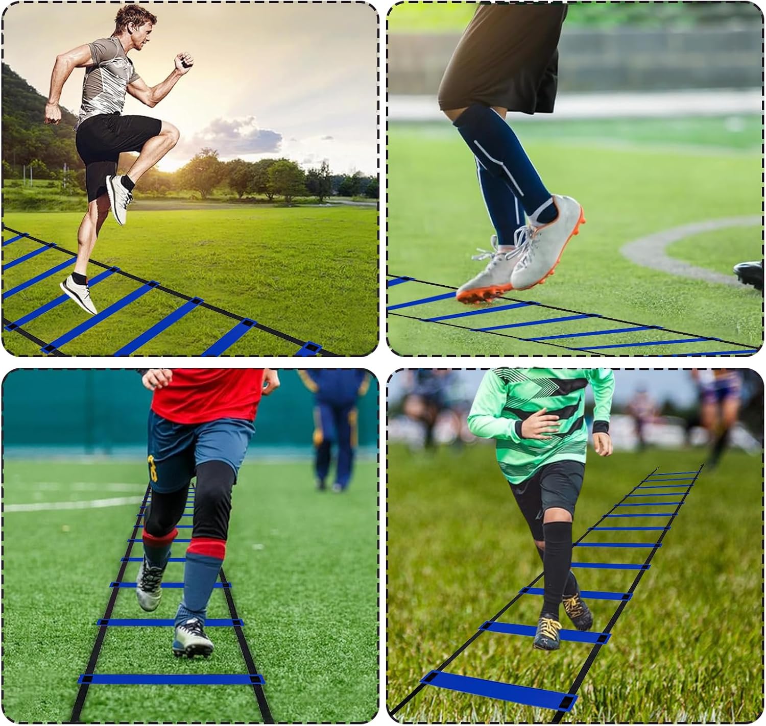 Professional Agility Ladder Speed Training Equipment Set-20ft Agility Ladder,12 Soccer Cones, 4 Agility Hurdles