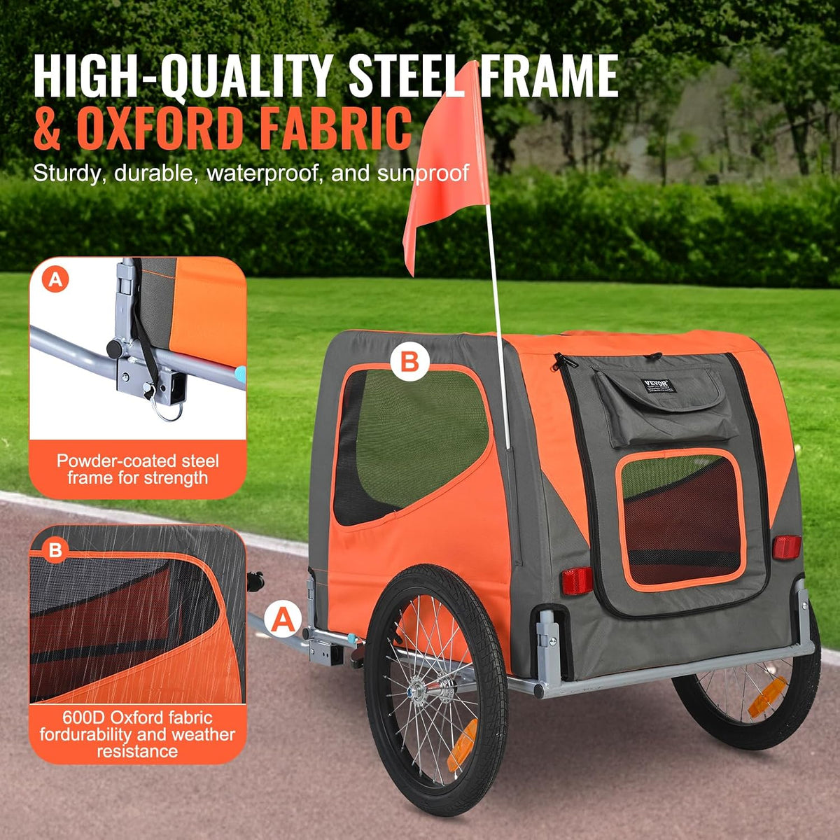 Dog Bike Trailer, Supports up to 66 lbs, Pet Cart Bicycle Carrier