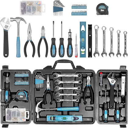 Tool Kit for Home, 144 Piece Hand Tool Set with Storage Box, General Basic Repair Tool Set with Hammer, Pliers