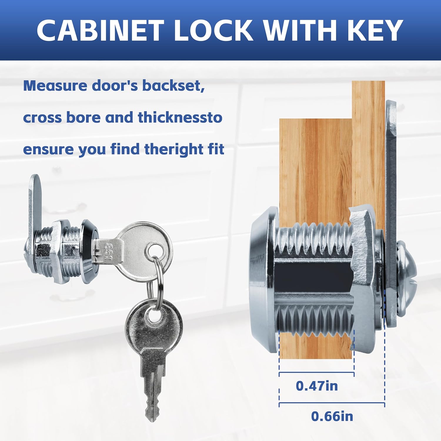 Cabinet Cam Locks Keyed ，5/8" Cabinet Cam Lock for Files Drawers Tool Box Barrel Lock, 6 Pack