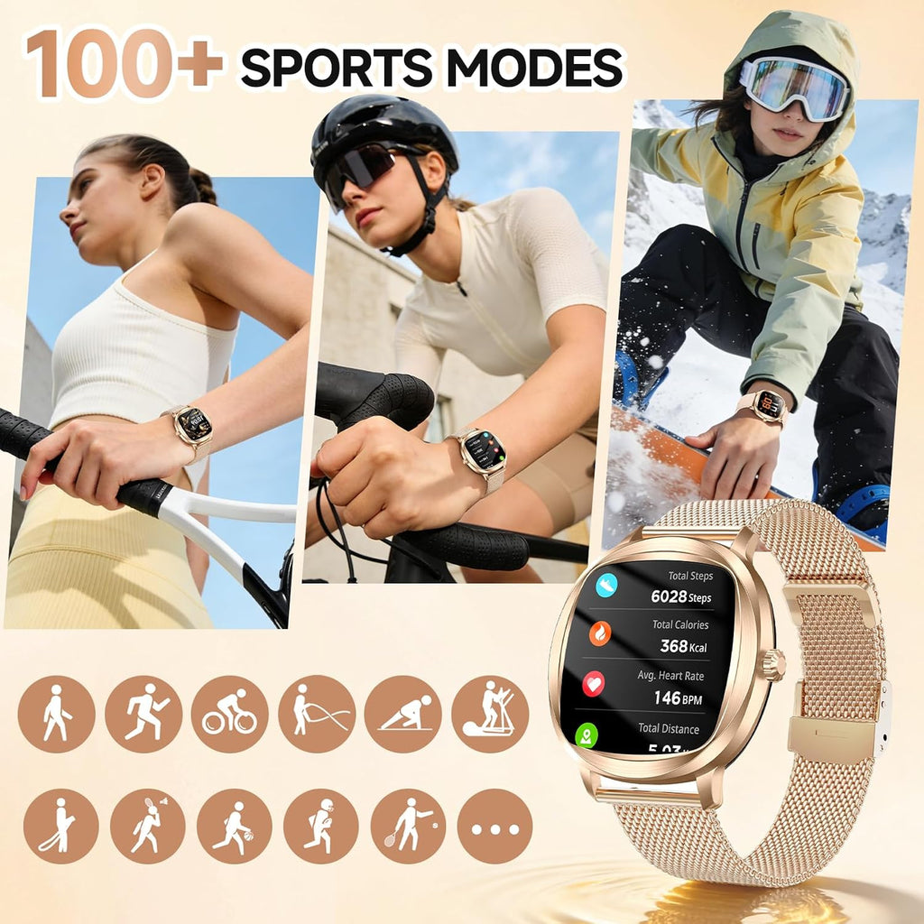 Smart Watch for Women, 1.72" Fitness Tracker with Answer/Make Calls, Sleep/Heart Rate Monitor, Smartwatch for Android