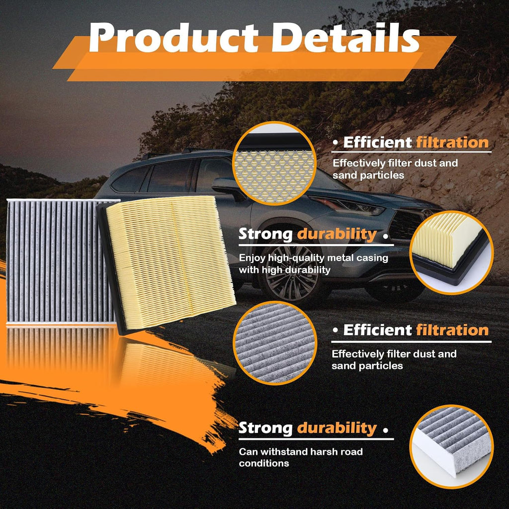 CA10755 Engine Air Filter & CF10285 Cabin Air Filter Fit for 2012-2017 Toyota Camry Non-Hybrid, 2013-2018 Avalon