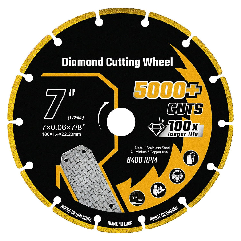 7 Inch Cut Off Wheel Diamond Cutting Wheel for Metal, 7/8" Arbor