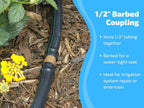 1/2" Coupling Drip Irrigation Fittings (12 Pack) - Barbed Drip Line Coupler Connectors compatible with Rain Bird and Most 1/2" Tubing or Sprinkler Systems