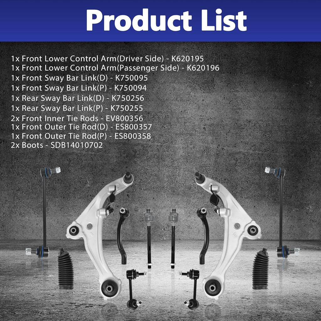 12pcs Front Control Arm Fit for Nissan Altima 07-12 &13 Coupe