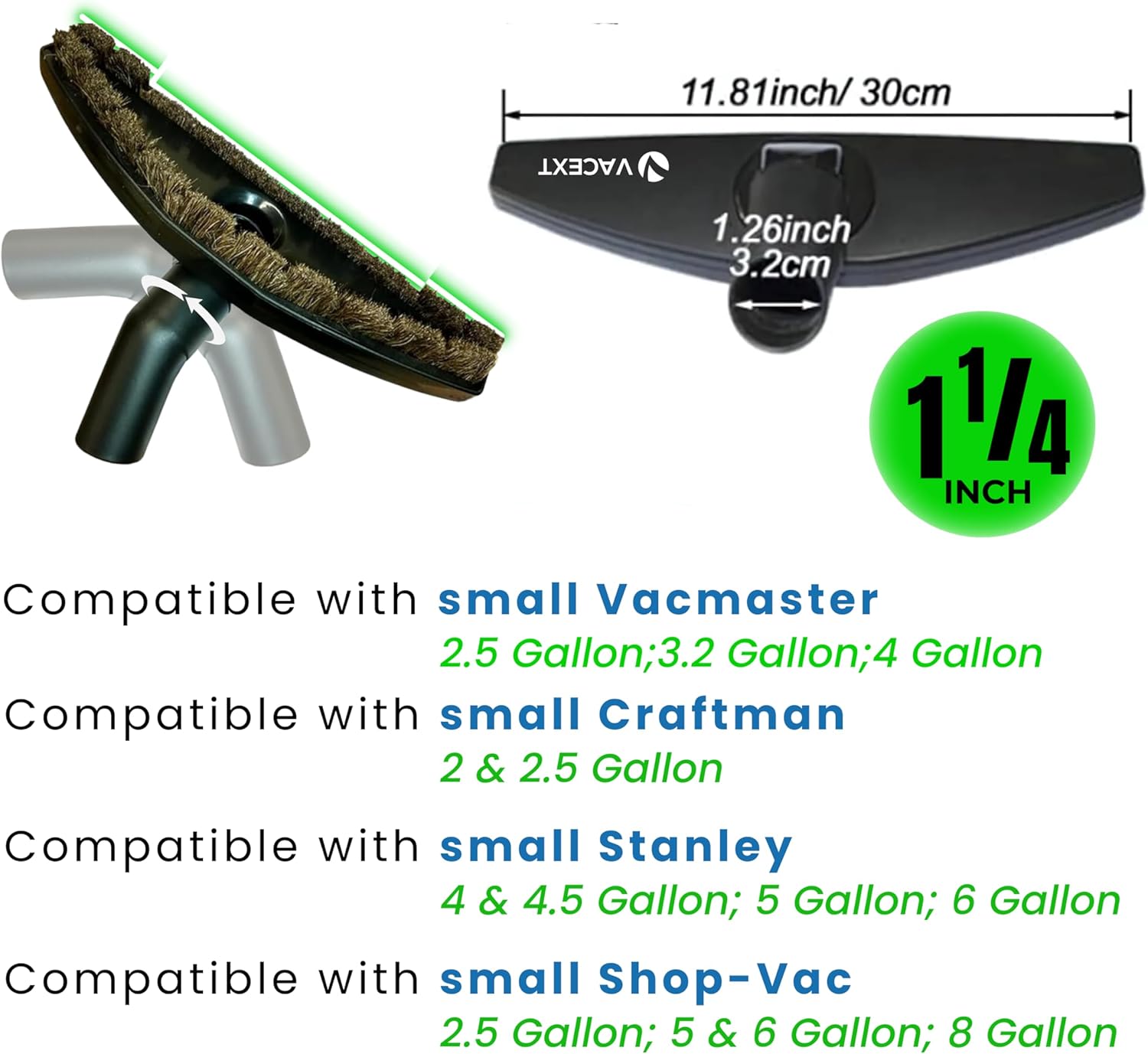 Horsehair Hardfloor Attachment for Wood and Tile Floors plus Vacuum Hose Adapter Compatible with Most Vacuum Cleaners