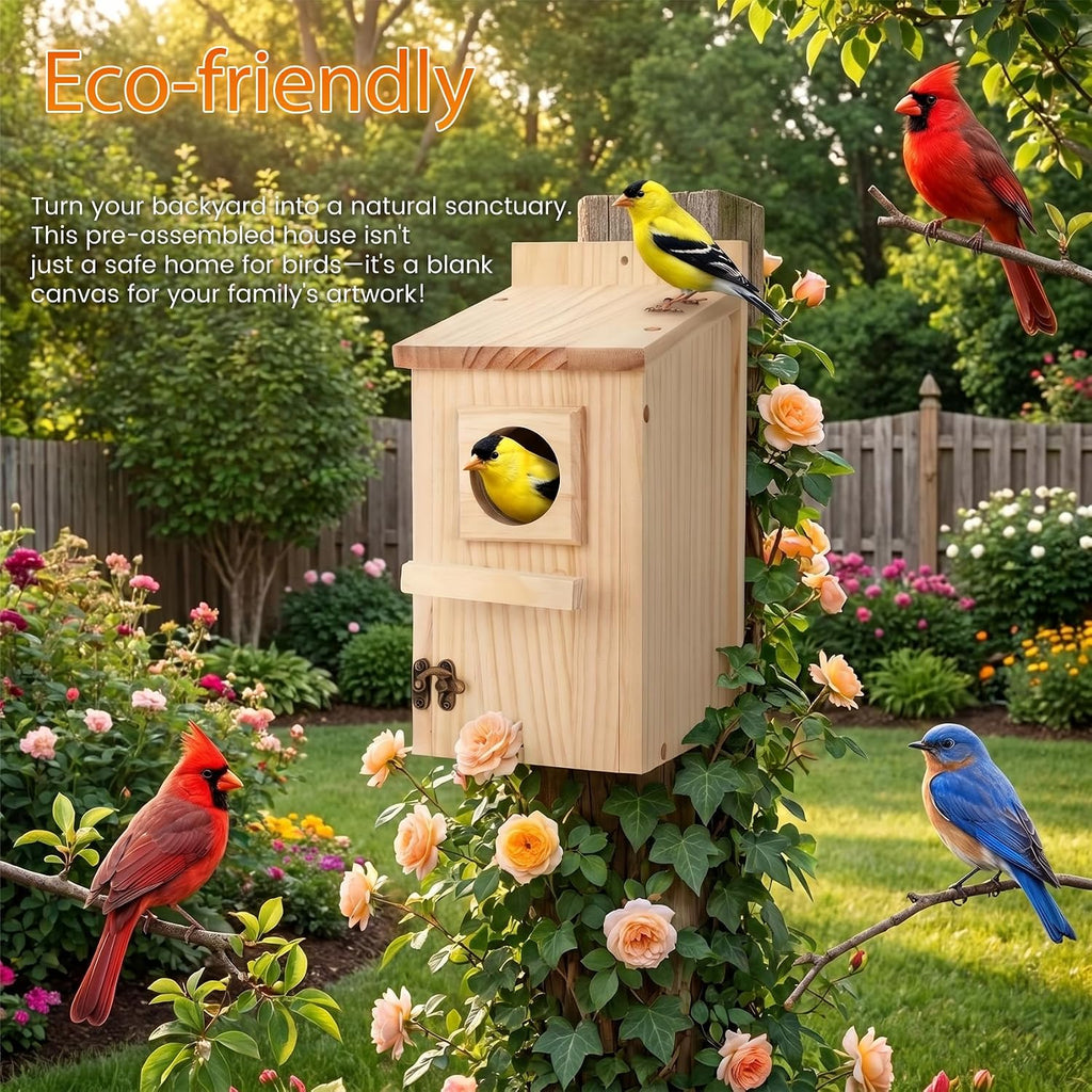 Bird Houses for Outside, DIY Bird House Kit, Blue Birdhouses for Outdoors