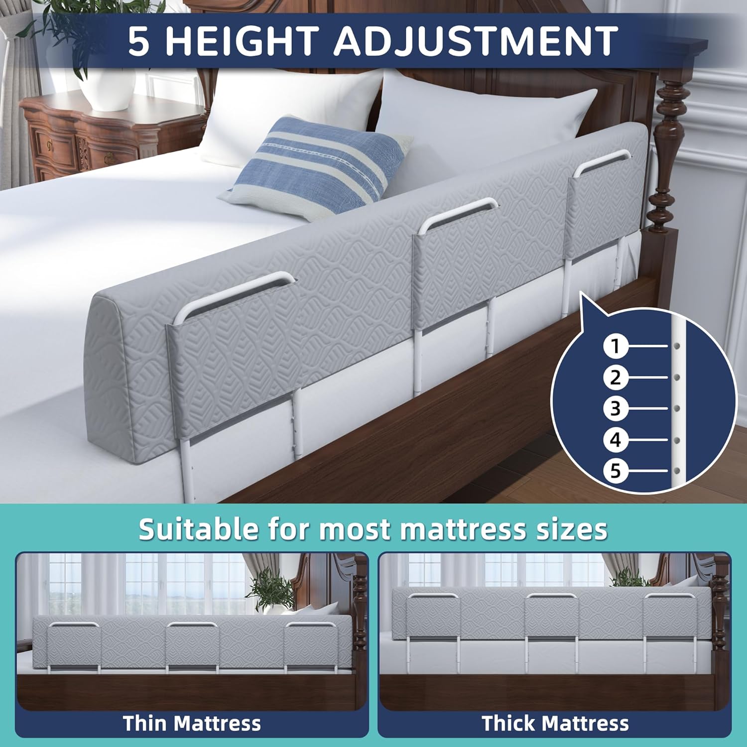 Bed Bumper for Toddlers, Foam Bed Rail for Toddlers, Toddler Bed Rail Bumper, Soft Safety Bed Guard Rail for Kids