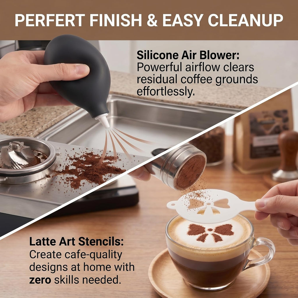 51mm Espresso Accessories Kit – 26PCS Tamping Station, Tamper, WDT Tool, Distributor, Dosing Funnel, Puck Screen, Air