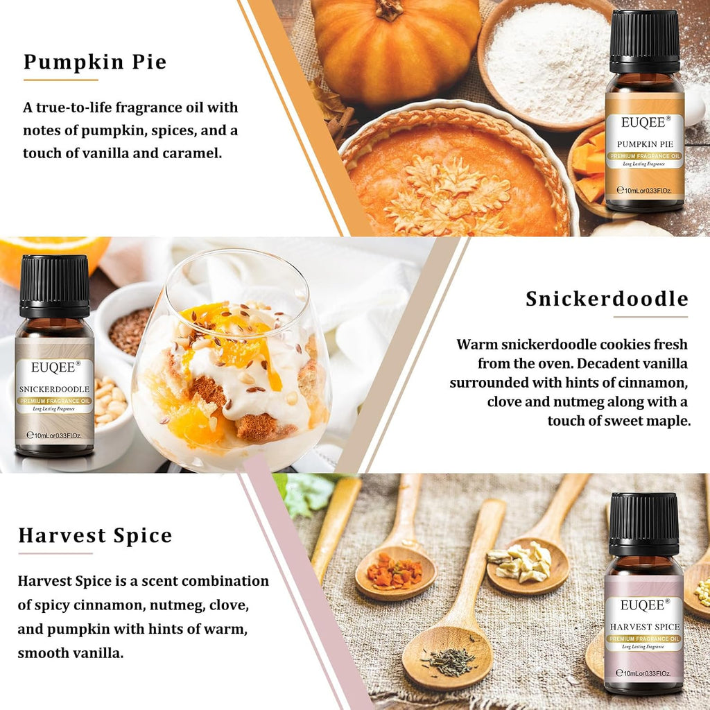 6PCS Spice Autumn Fragrance Oil Set, Scented Oils for Candle Making | Halloween Fragrance Oils for