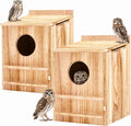 2 Pcs Owl House 16x12x11in Carbonized Wood Nesting Box for Owls