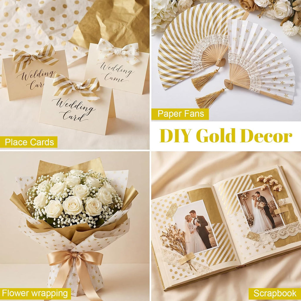 120 Sheets Gold Tissue Paper for Gift Bags 20 x 14 Inch
