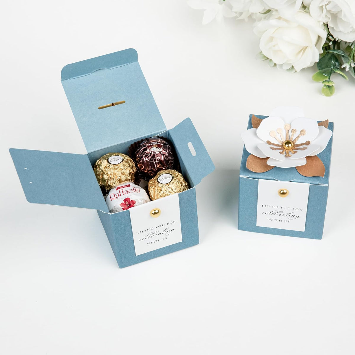 20 PCS Favor Boxes, Dusty Blue Candy Boxes 2.55x2.55x2.55