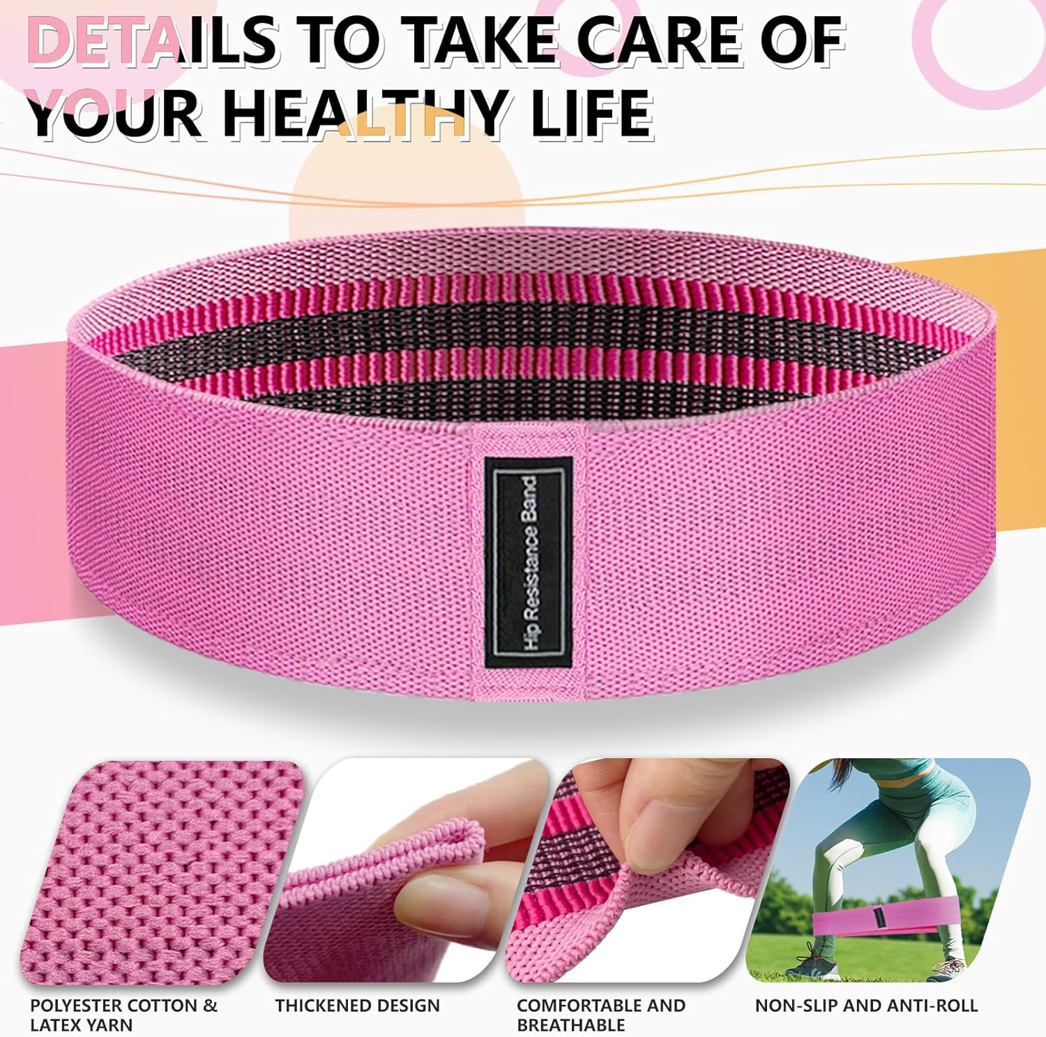 Exercise Bands, 3 Levels Fabric Resistance Bands for Working Out, Workout Bands Resistance for Women & Men