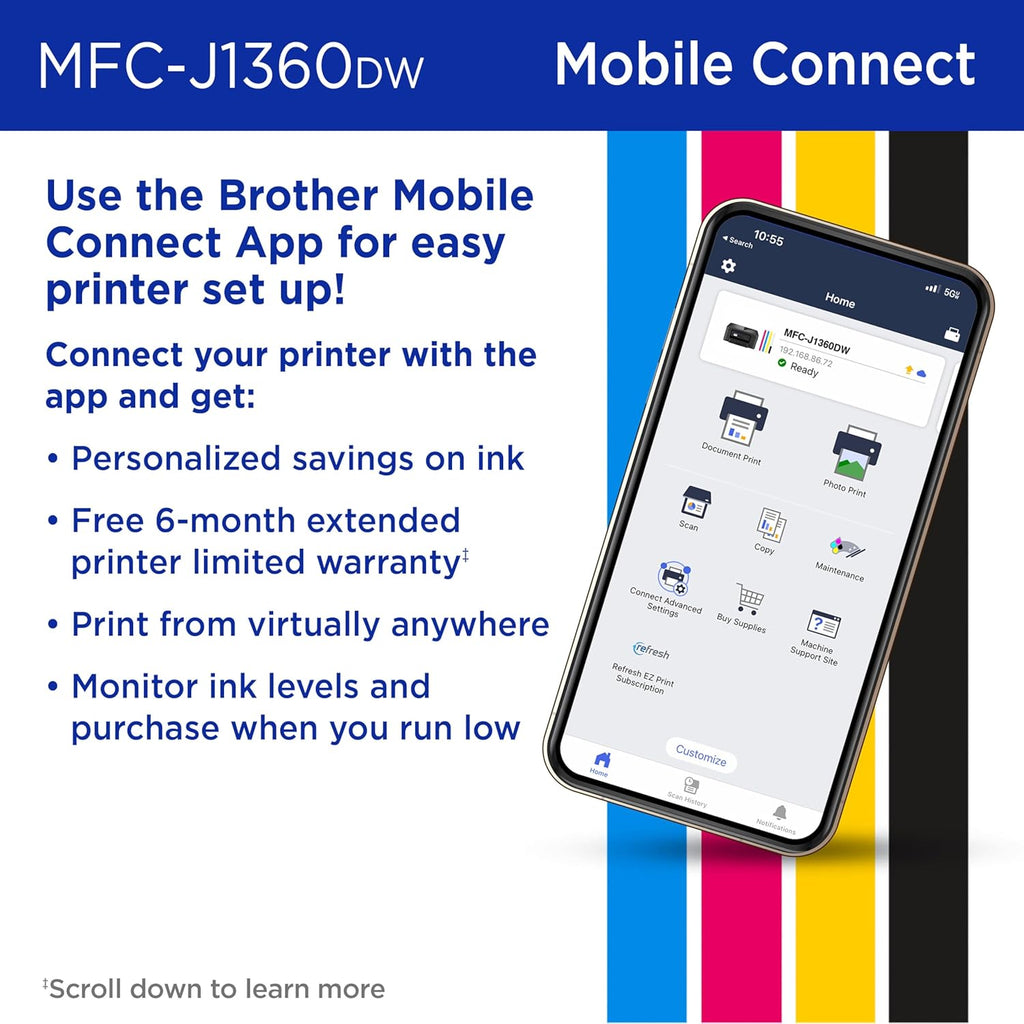 Work Smart 1360 Wireless Color Inkjet All-in-One Printer with Automatic Duplex Printing and 1.8” Color Display |