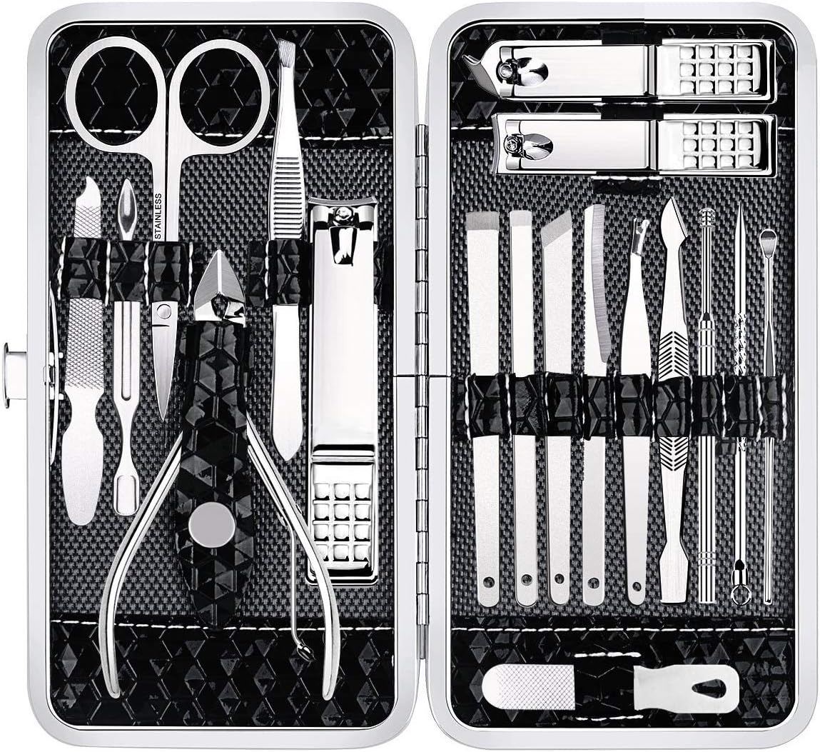 Nail Clippers Set - 18 Pcs Professional Manicure Pedicure Kit Gifts for Fathers Day Men Women, Stainless Steel