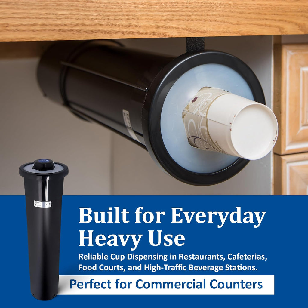 San Jamar Ez-Fit Surface Mount Cup Dispenser Fits 8-46 Oz Cups with Interchangeable Gaskets for Restaurants, Dining