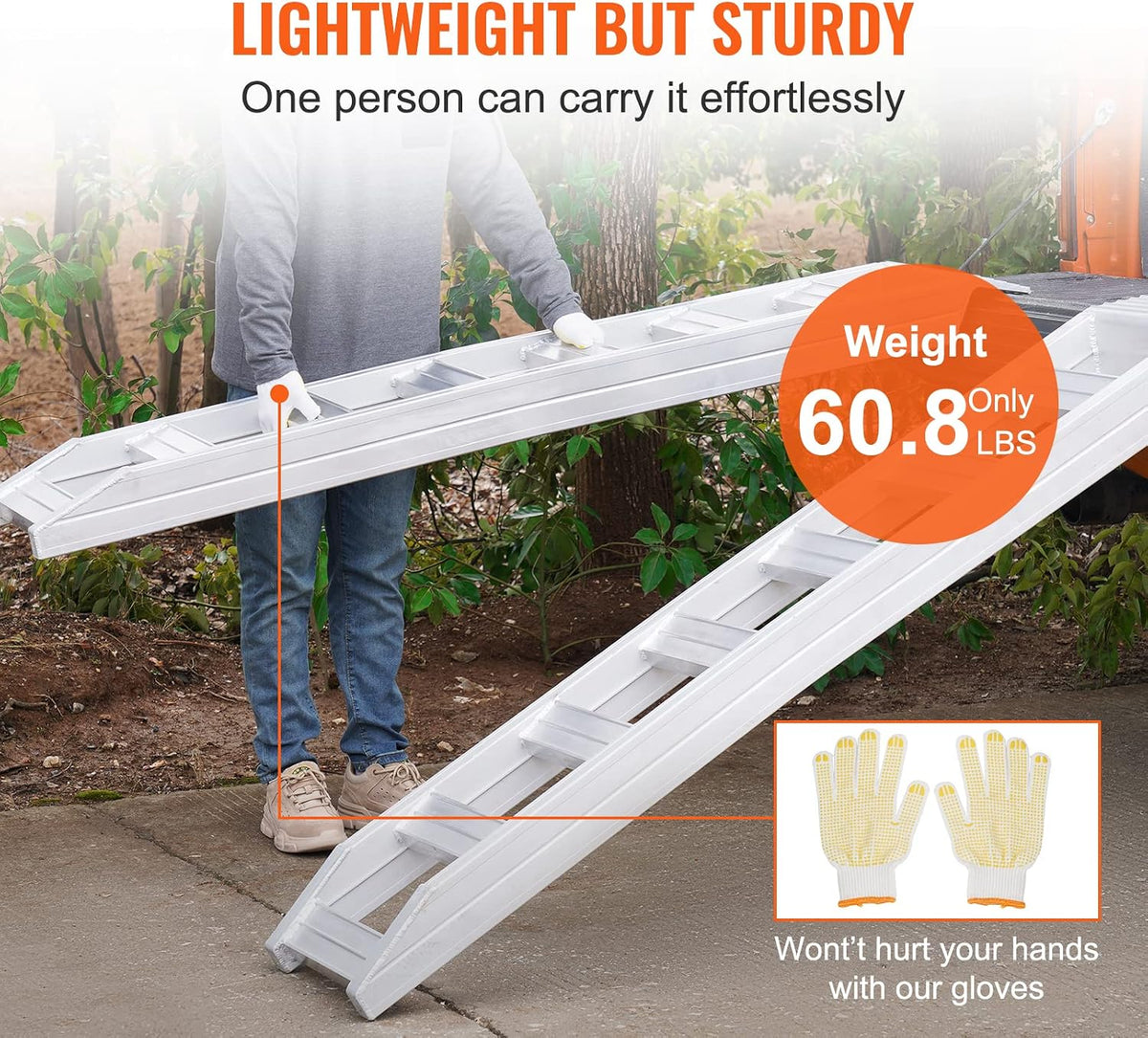 Aluminum Ramps, 8810 lbs, Heavy-Duty Ramps with Top Hook Attaching End, Universal Loading Ramp for Motorcycle