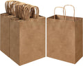 Brown Kraft Paper Bags 100 Pack 8x4.5x10.8 in Medium with Handles
