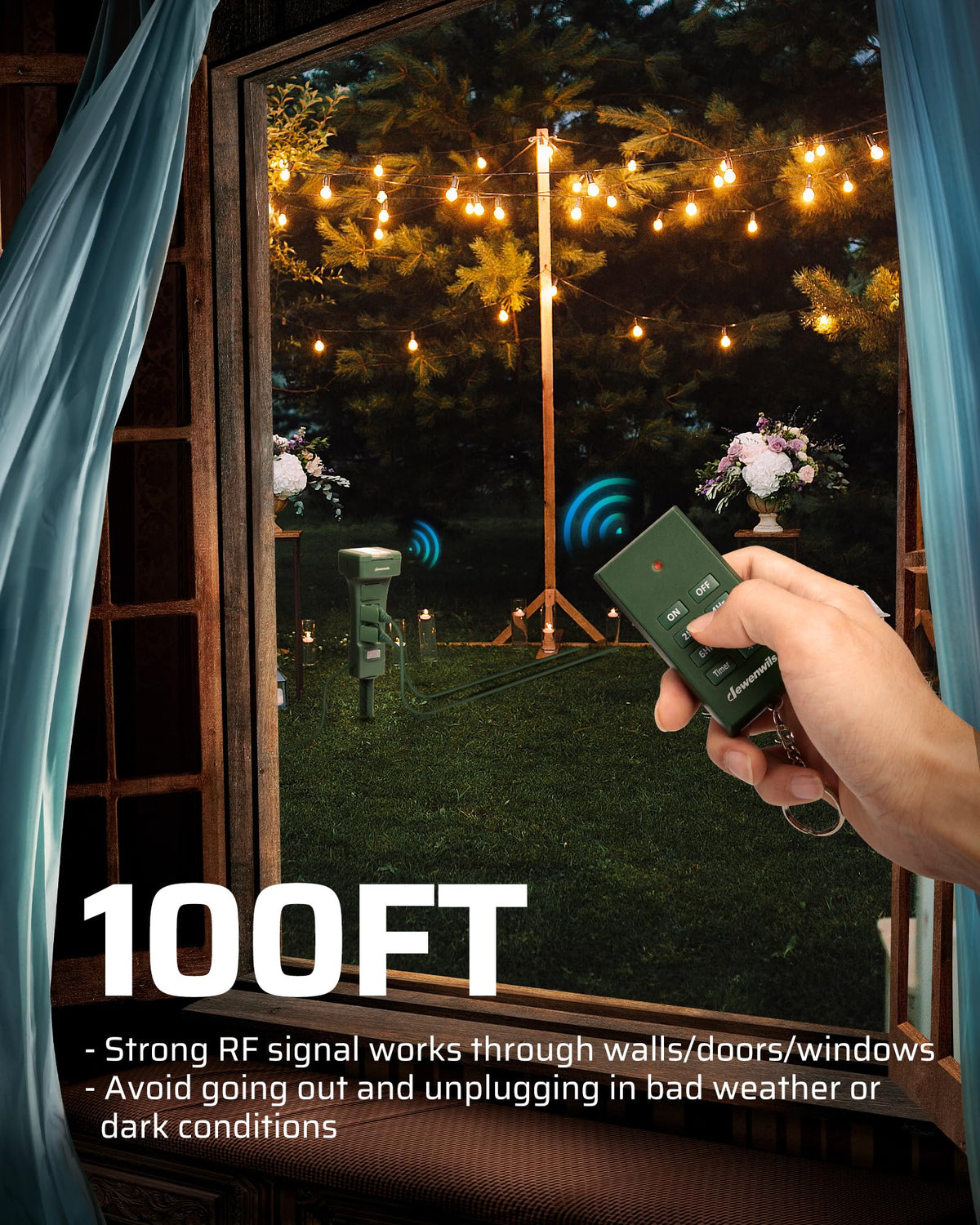 DEWENWILS Outdoor Power Stake Timer, Dusk to Dawn Timer with 6 Outlets