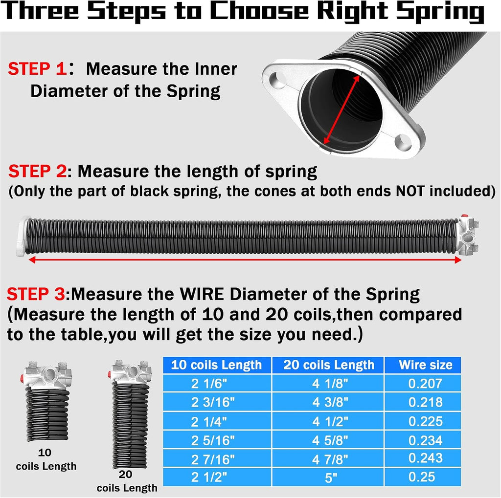 Pair of 2" Garage Door Spring (0.234X2"X29") with Winding Bars, L&R