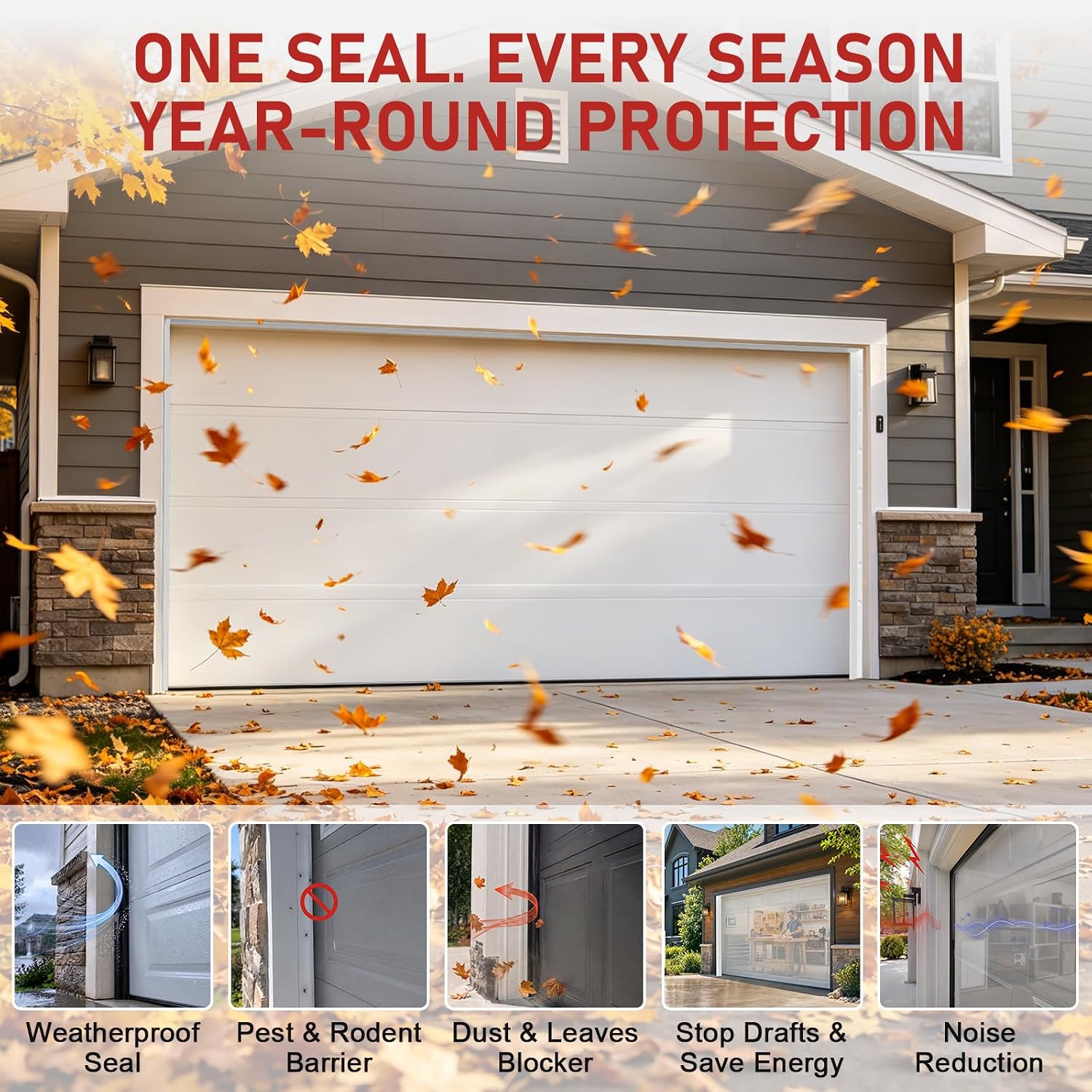 Garage Door Seal Top and Sides - 36 Ft Garage Door Weather Stripping Side Seal, Heavy Duty Weatherproof TPE