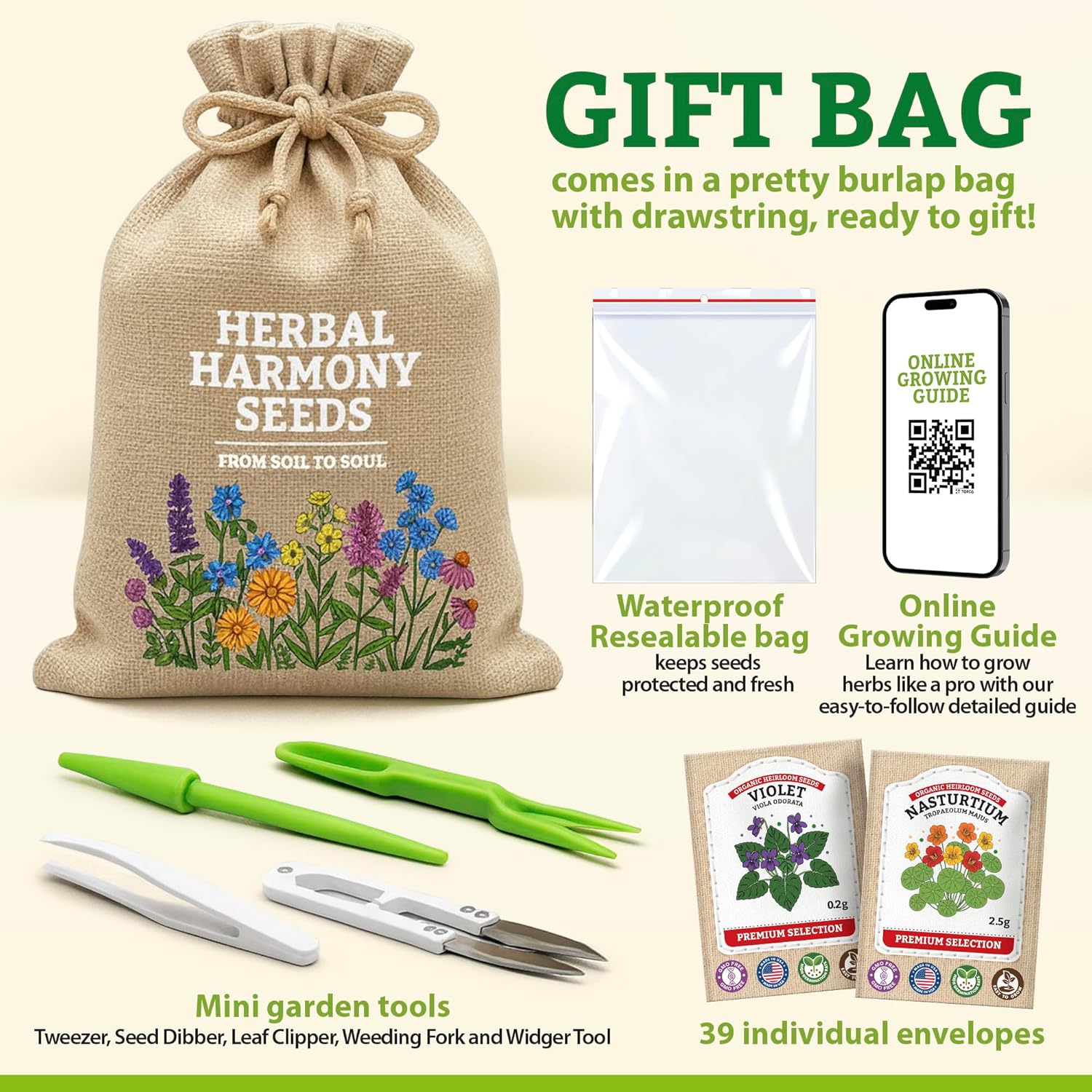 Medicinal Herb Seeds Variety Pack – 39 Heirloom Non-GMO Apothecary Seed Kit, Herbal Medicine & Tea Garden, Made in USA