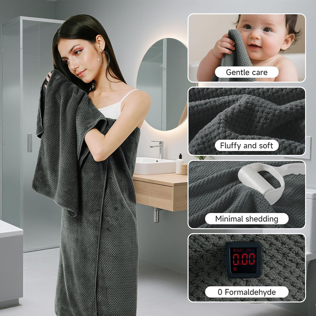 Soft 6 Piece Bath Towels Set, 2 Large Bath Towel Sheet, 2 Hand Towels, 2 Washcloths, Highly Absorbent, Quick Dry