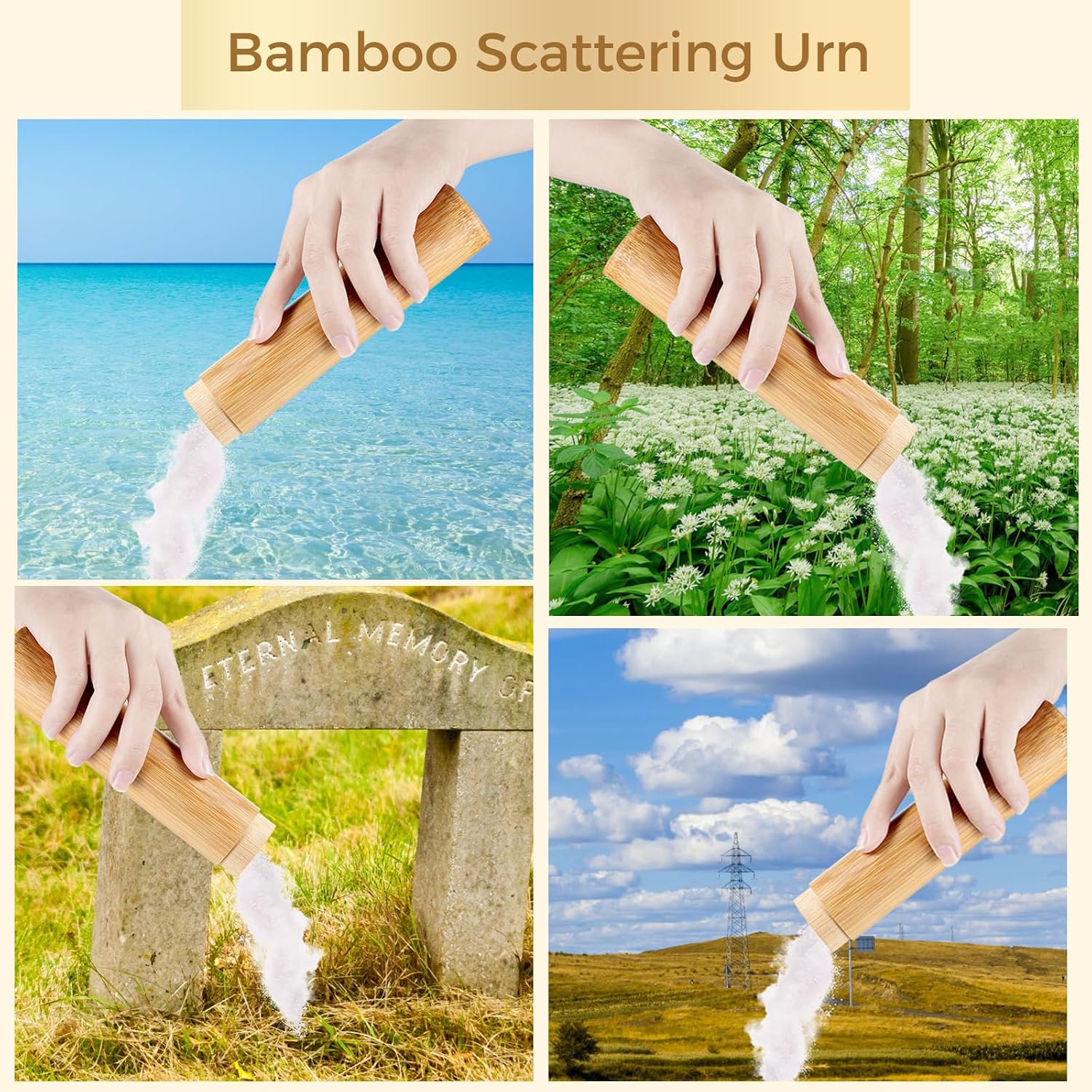Bamboo Scattering Urn Set, 8 PCS Small Bamboo Scattering Urns for Human Ashes, Cremation Ashes Tube Urns for Dog Cat