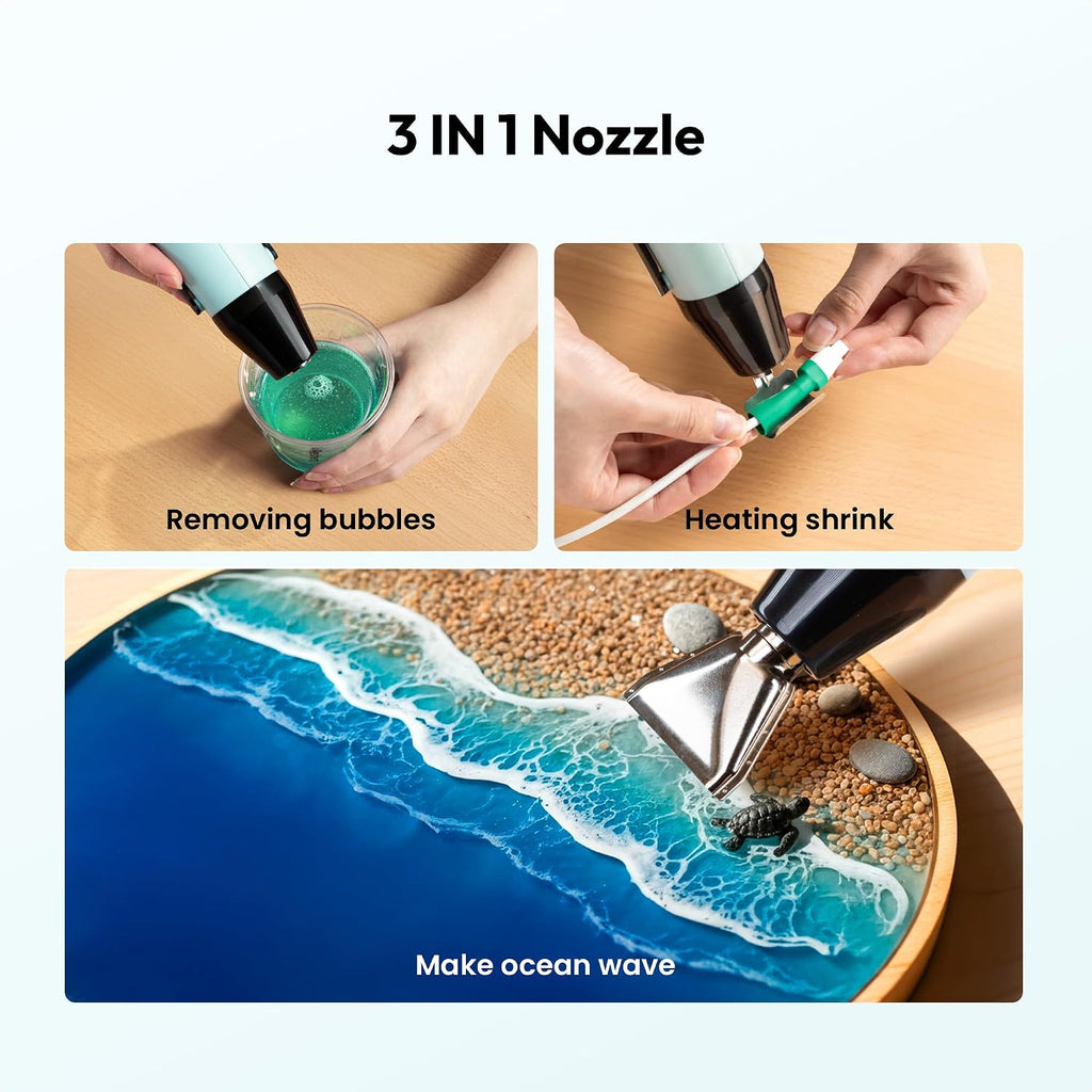 Heat Gun for Crafting, 350W Mini Heat Gun for Resin Bubbles | Fast-Heating Mini Heat Gun With Dual Temperatures, 3
