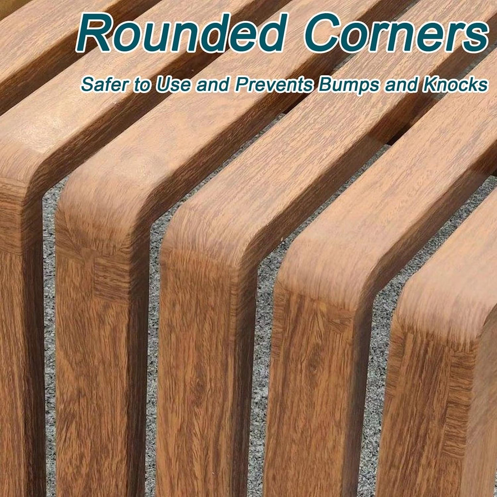 Outdoor Garden Bench, Galvanized Steel Park Patio Bench with Backless, Imitation Wood Grain Slatted Seat for Yard