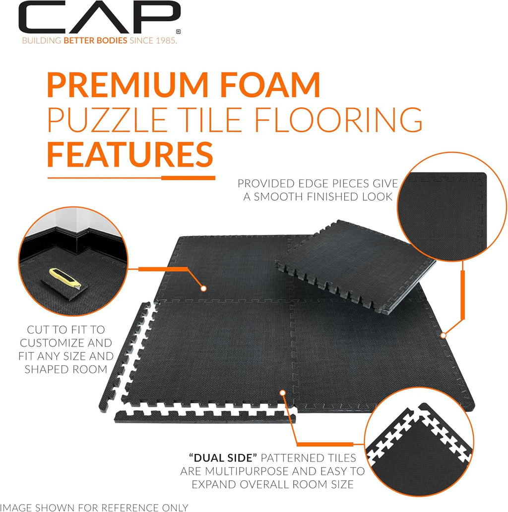 Puzzle Exercise Mats | 1” Thick EVA Interlocking Foam Tiles for Home Gym Flooring | Multiple Options