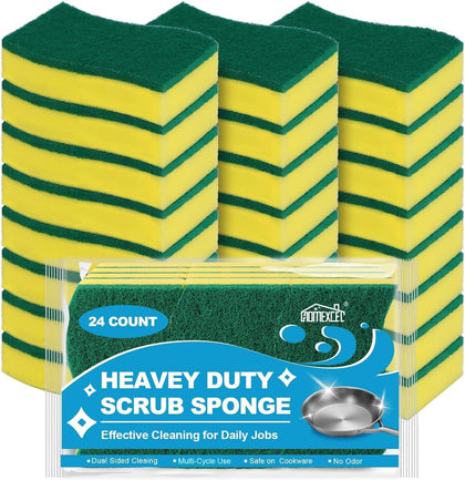 24PK Sponges Kitchen, Heavy Duty Dish Scrubber Sponge for Home