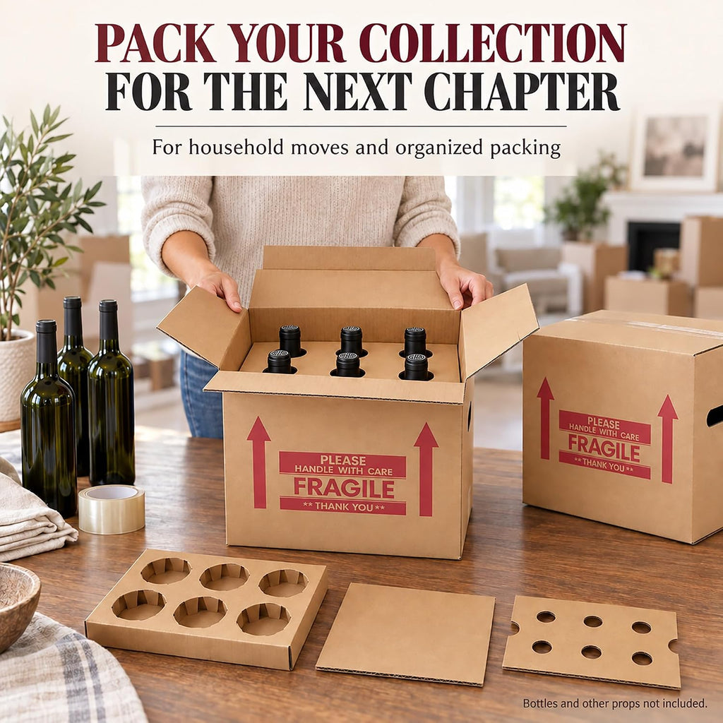 Xfzzrsdf Wine Boxes for Moving with Inserts, 10 Pack, 6 Bottles per Box