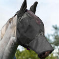 UV-Proof Forelock Opening Reliable Protection Horse Fly Mask Long Nose with Ears Black Horse Large