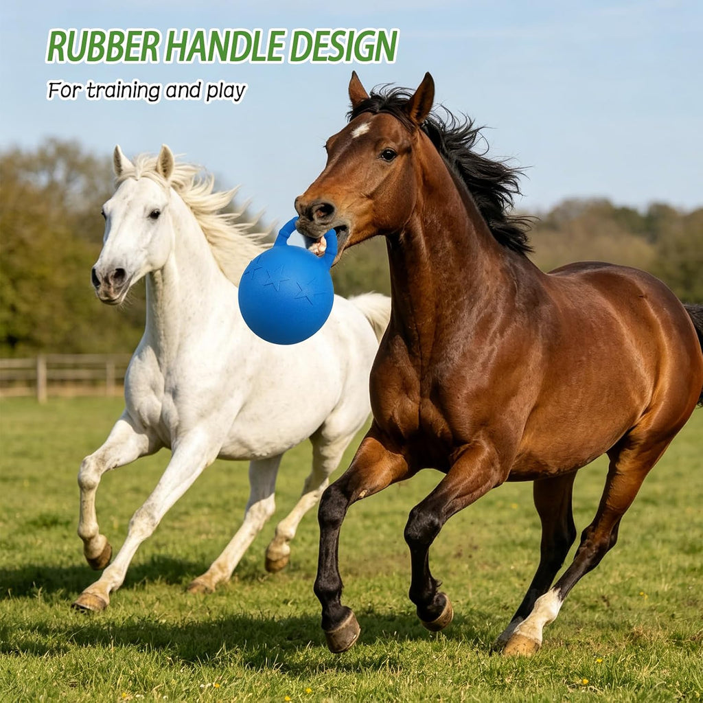 10 Horse Polo Ball with Handle,Fruit-Scented Horse Stall Toys Blast-Resistant Slow-Rebound Rubber Jolly Ball for