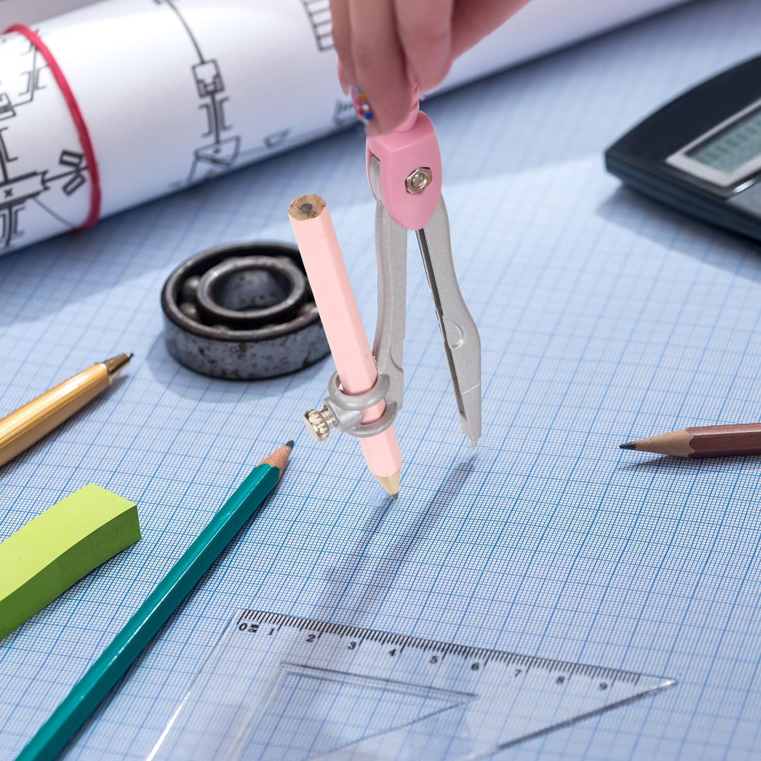 Compass Geometry Tool Protractor and Compass Set with Metal Box Drawing Compass with Rulers Math Compass Kit for