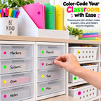 1/2 Inch Removable Fluorescent Dot Stickers, 1000 per Color