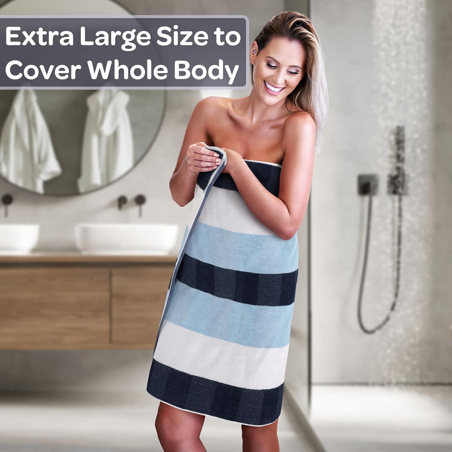 Bathroom Towels Set, Bathroom Accessories, Navy, Set of 6 | Includes 2 Bath Sheets, 2 Hand Towels, and 2 Wash Cloths