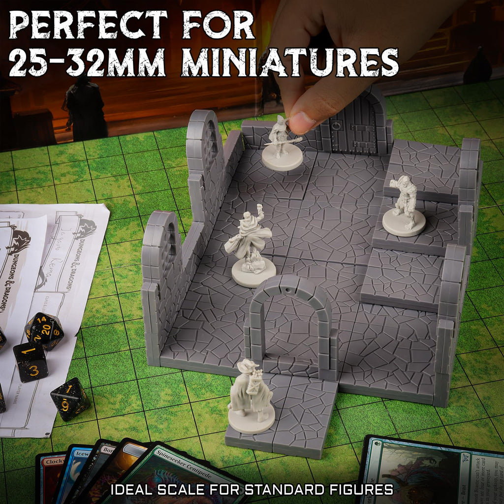 Magnetic Dungeon Tiles, 58 PCS Modular Terrain Set for RPGs, Basic Set