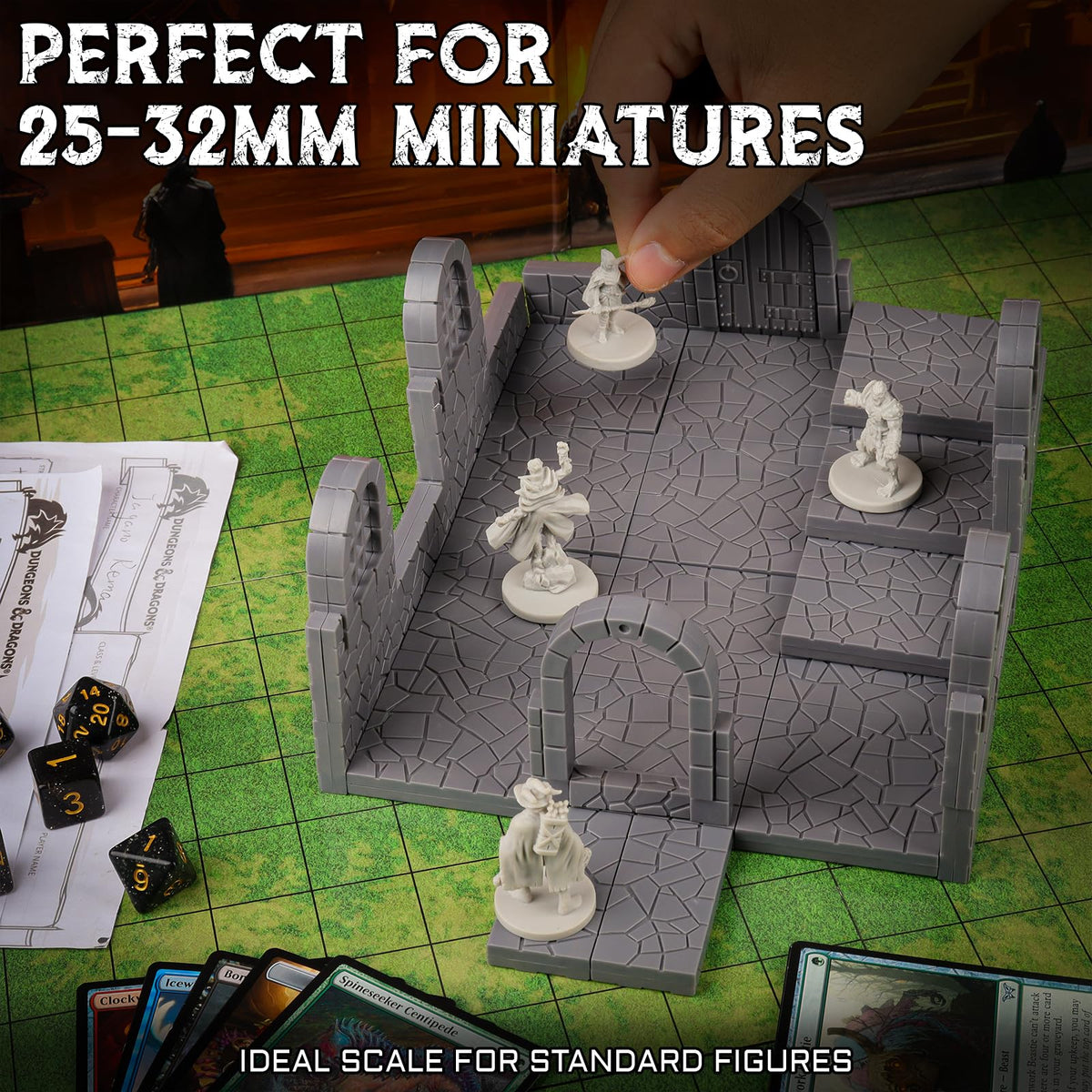 Magnetic Dungeon Tiles, 58 PCS Modular Terrain Set for RPGs, Basic Set
