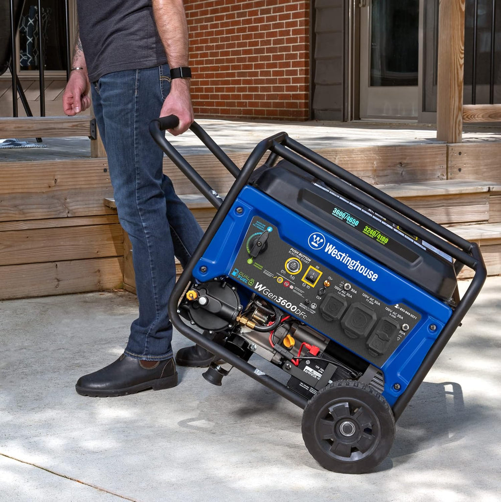 4650 Peak Watt Dual Fuel Portable Generator, Remote Electric Start with Auto Choke, RV Ready 30A Outlet, Gas &