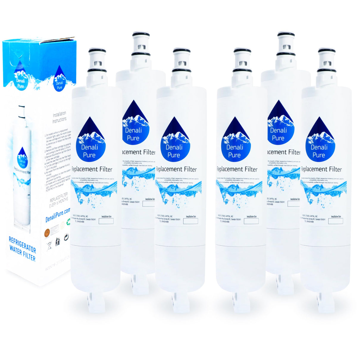 6-Pack Replacement for Whirlpool GD2SHAXMQ00 Refrigerator Water Filter
