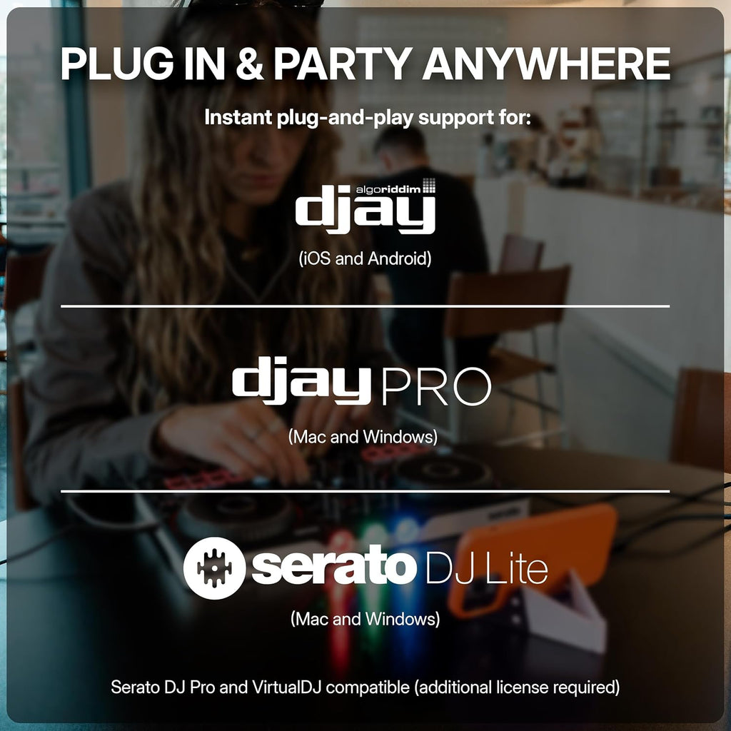 Party Mix III Bluetooth DJ Controller with Built-in Lights | Beat Assist, Smart Fader, 16 Pads, 2 Deck DJ Mixer
