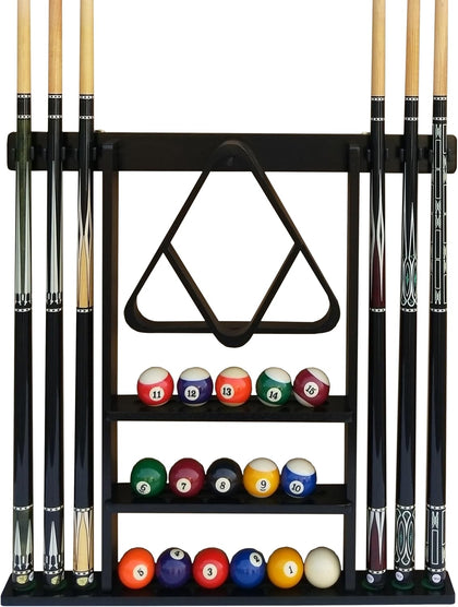 Wall Mount Cue Rack, Billiard Pool Cue Stick holder, Premium Quality Made in TAIWAN, Solid Hardwood, Cue Rack Only