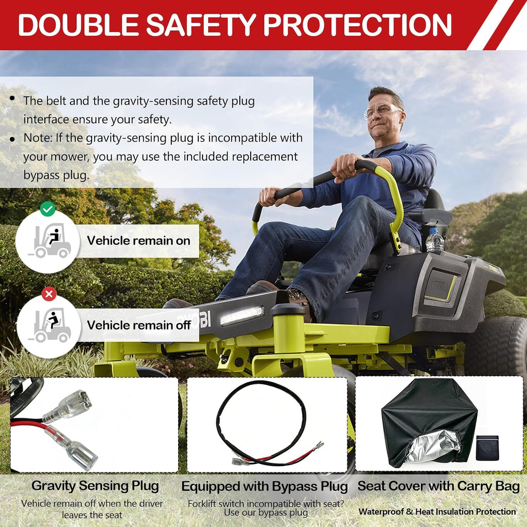 Lawn Mower Seat with Cover,Spring-Dampers Heavy Duty Tractor Suspension Seat for Zero Turn Mower Tractor Excavator
